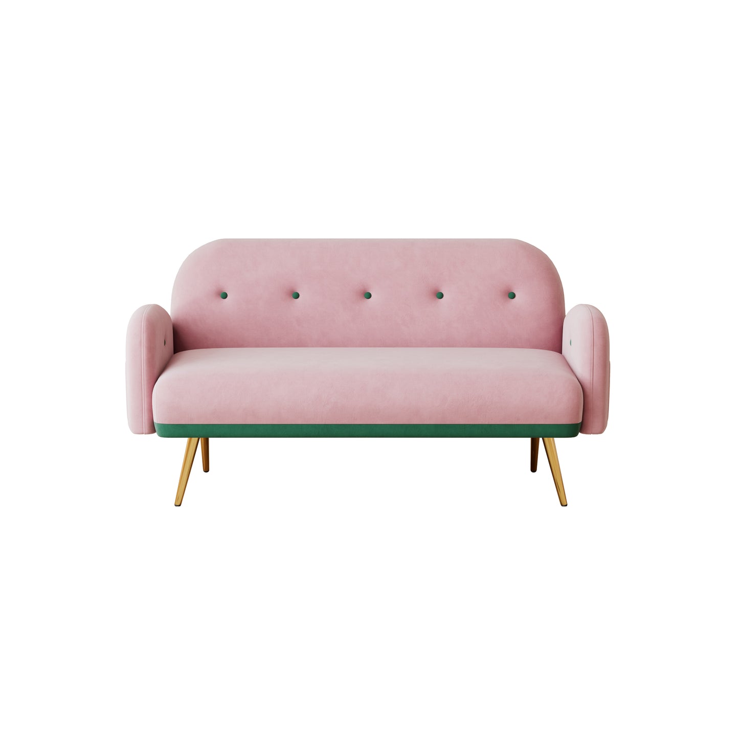 58 Pink Velvet Sofa with 2 Pillows for Small Spaces