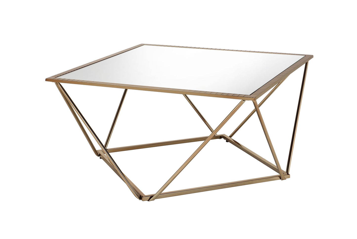 Elegant Champagne Gold Mirrored Coffee Table