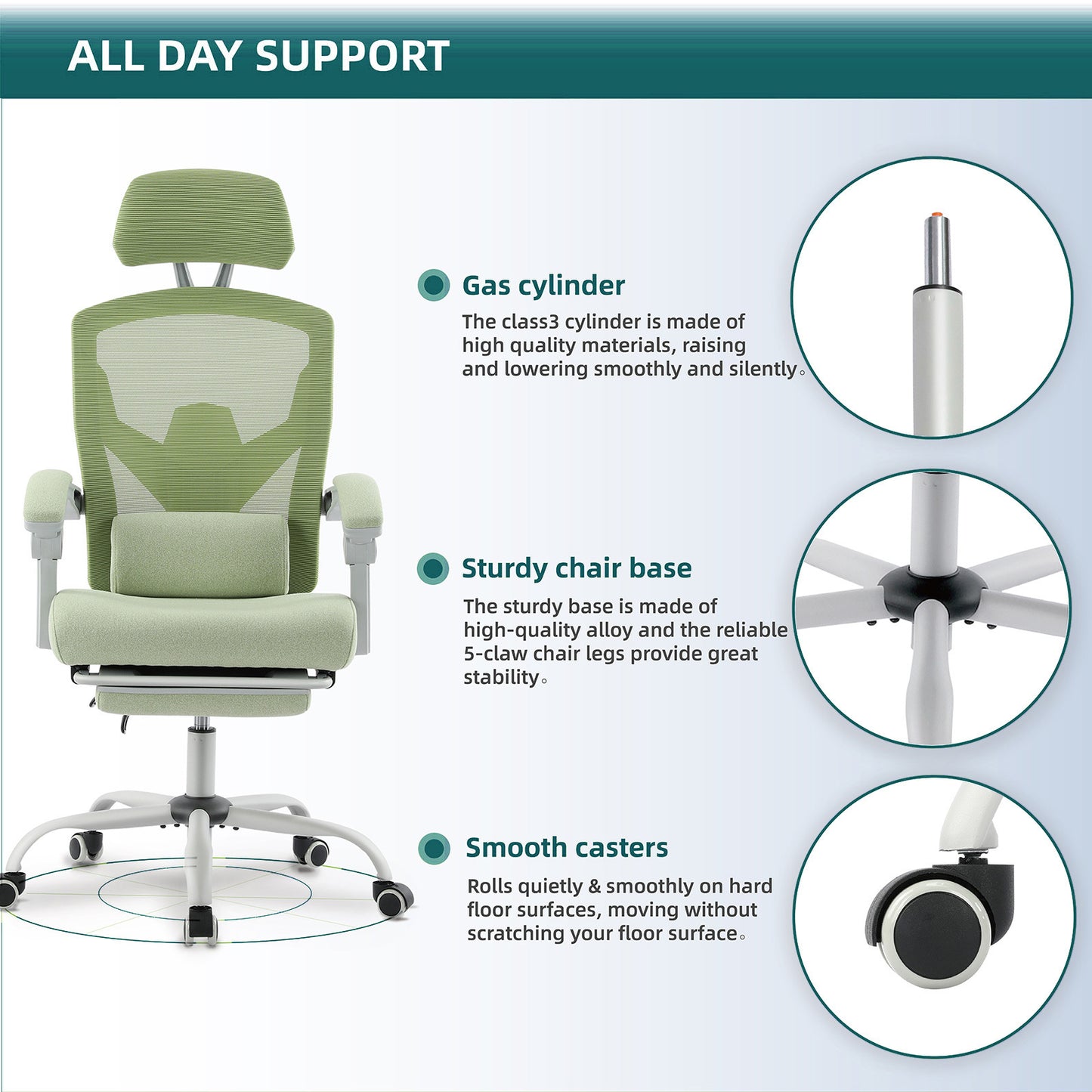 SWEETCRISPY Mesh High Back Ergonomic Office Chair Lumbar Support Pillow Computer Desk Chair