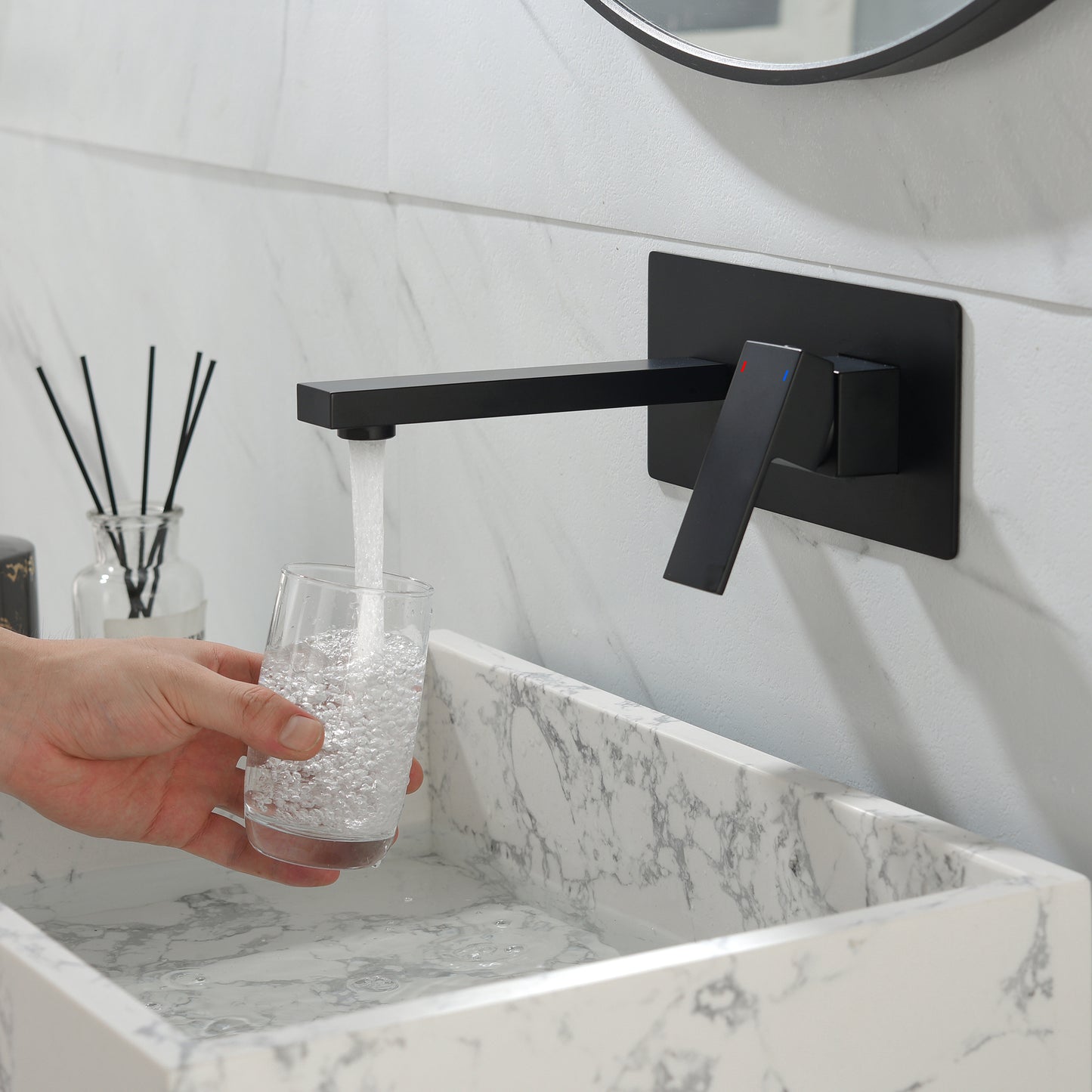 Elegance Enhanced: Stylish Matte Black Wall Mounted Bathroom Faucet