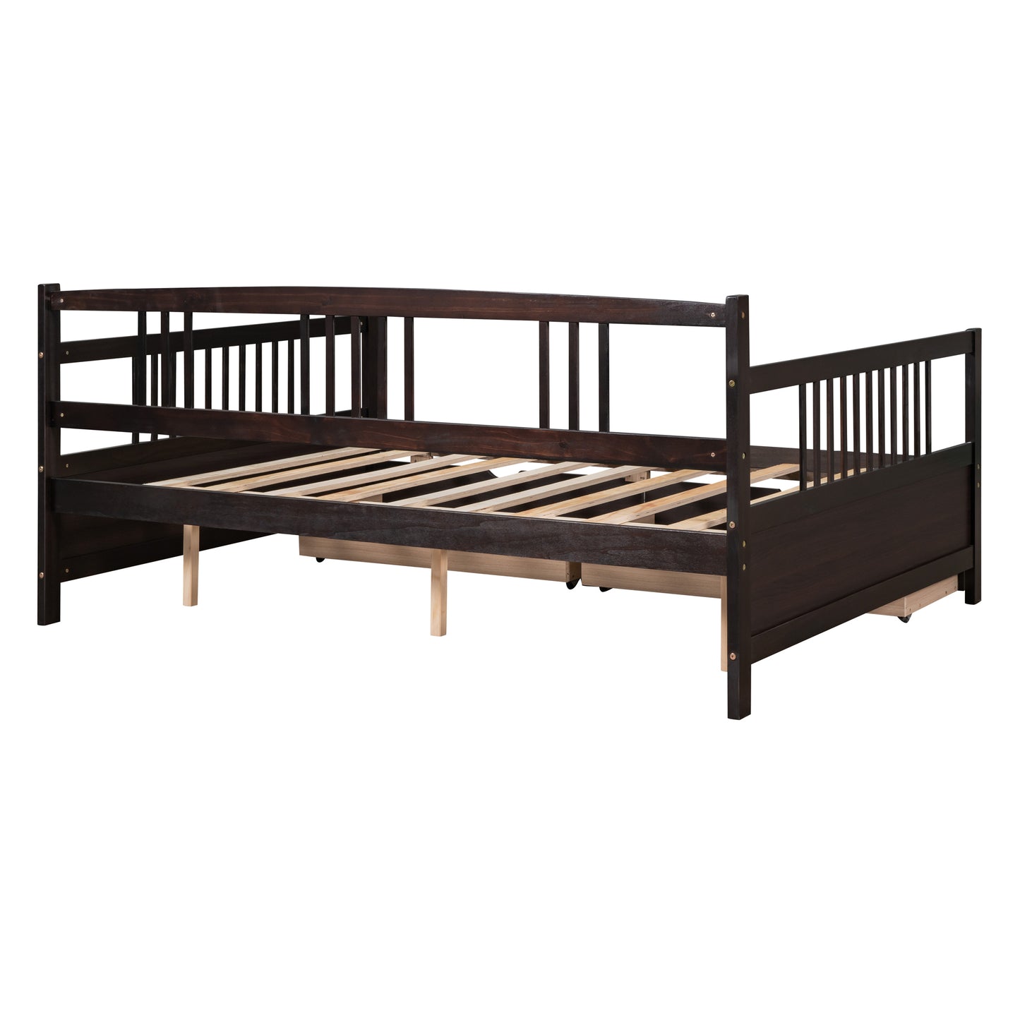 Full Size Daybed Wood Bed with Two Drawers,Espresso