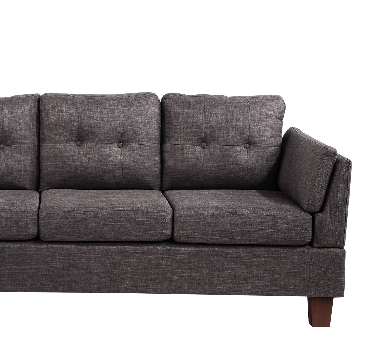 Dalia Contemporary Dark Gray Linen Sectional Sofa with Left Chaise Configuration