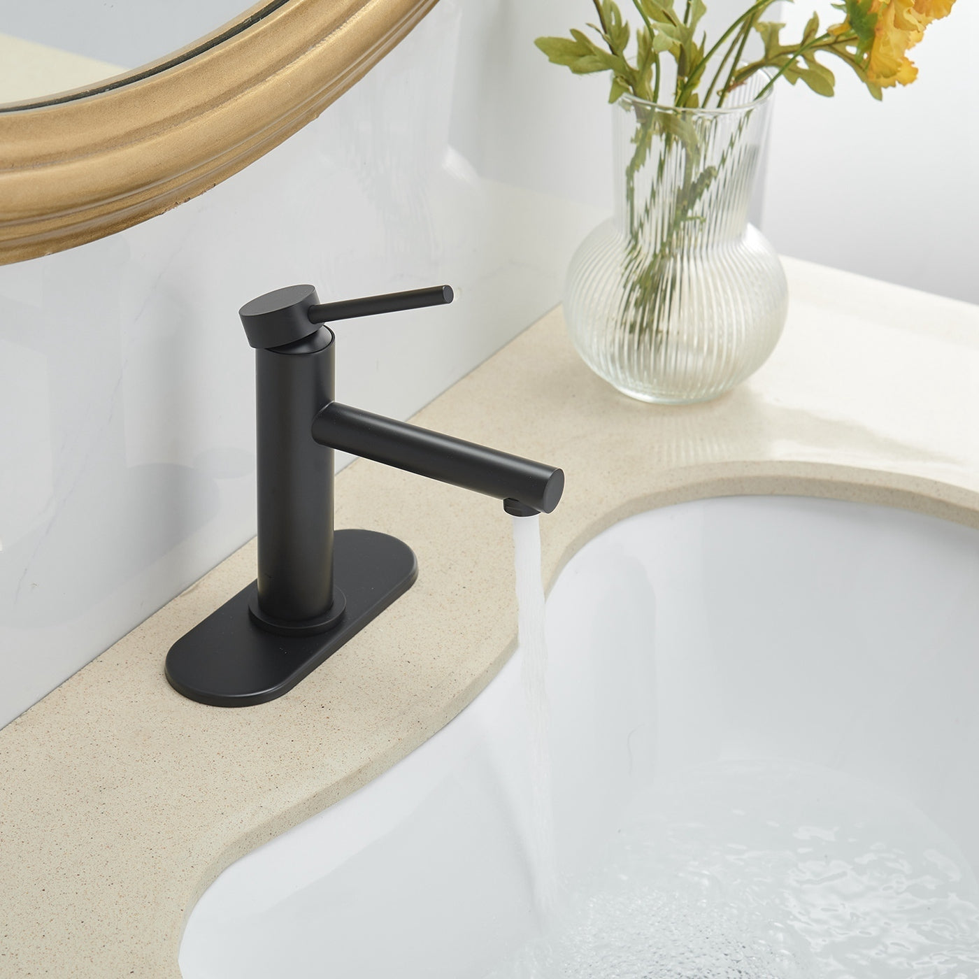 Matte Black Single-Handle Bathroom Faucet with Single Hole