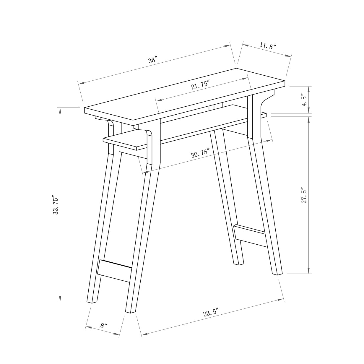 Grey Distressed Console Table with Dual-tier Shelving Unit