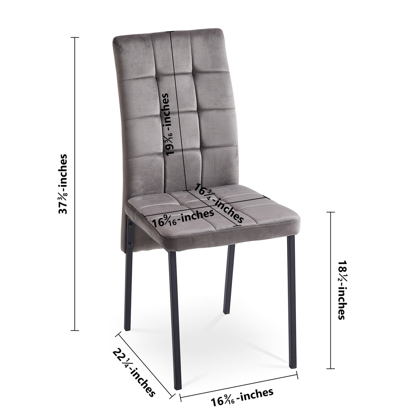 5-Piece Dining Set Including Grey Velvet High Back Nordic Dining Chair & Creative Design MDF Dining Table