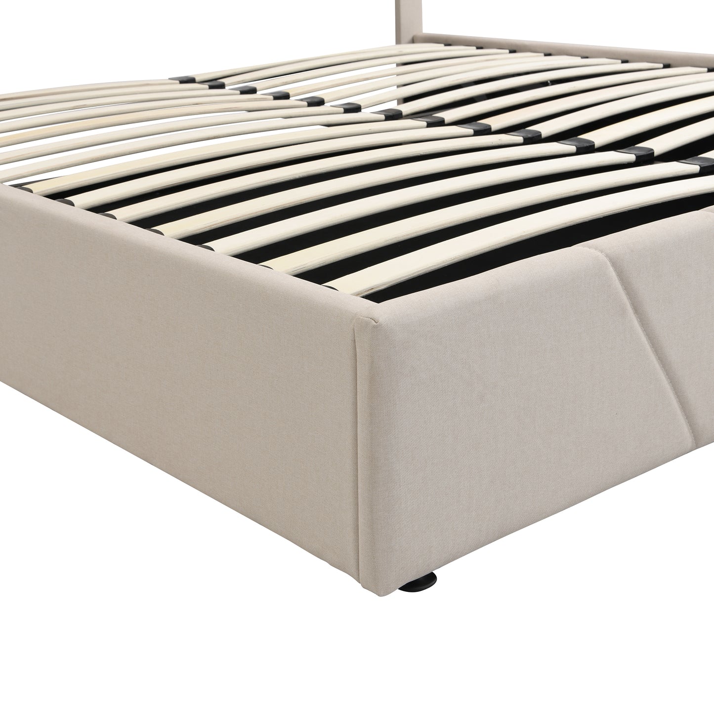 Queen size Upholstered Platform bed with a Hydraulic Storage System - Beige