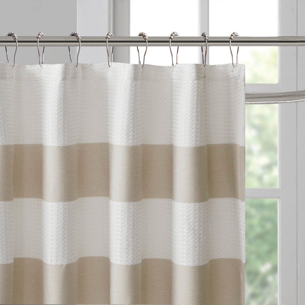 Madison Park Spa Waffle Shower Curtain with Water-Repellent Treatment and Elegant Waffle Weave Texture