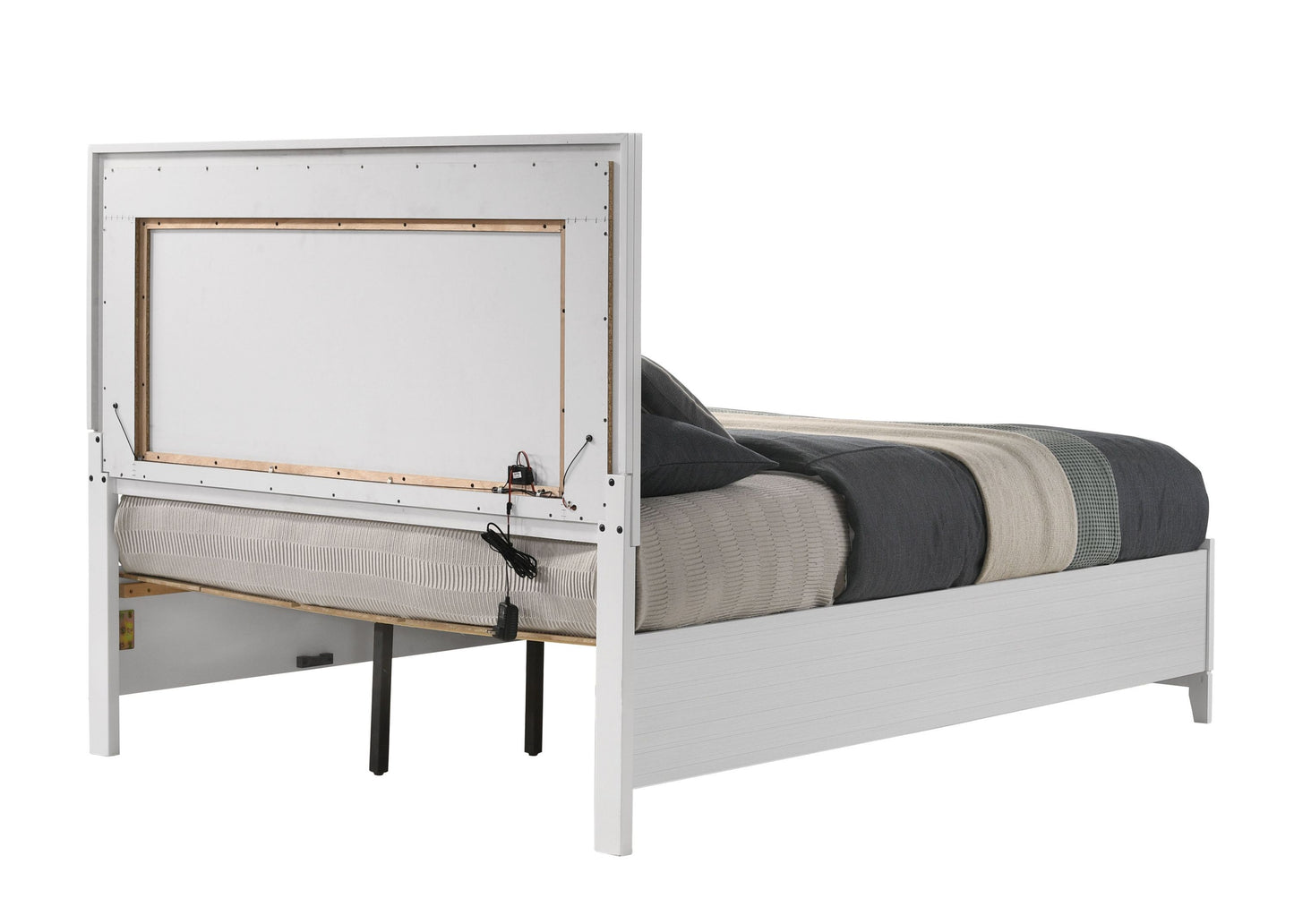 Haiden Eastern King Bed w/Storage, LED & White Finish BD01742EK