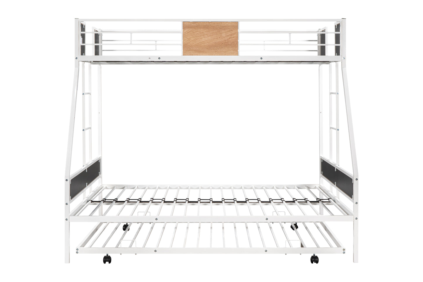 Metal Twin over Full Bunk Bed with Trundle and Safety Features