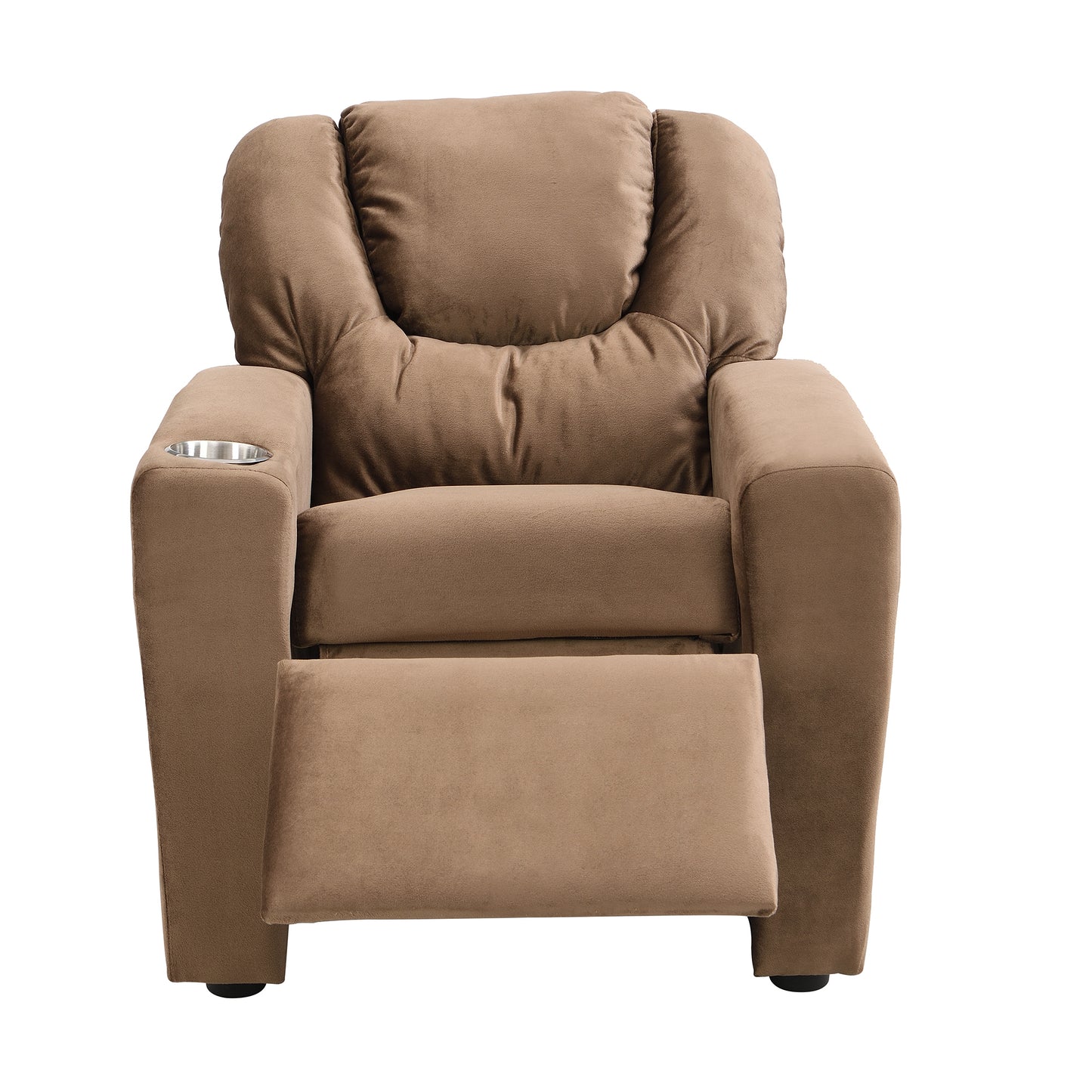 Kids Velvet Recliner Chair with Cup Holder and Footrest