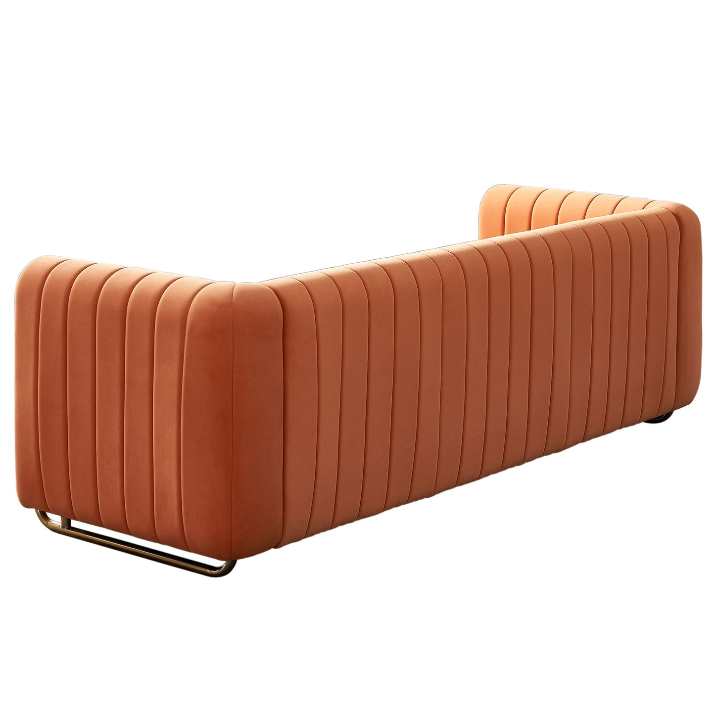 Contemporary Velvet Sofa Couch 84.25''W for Living Room, Orange