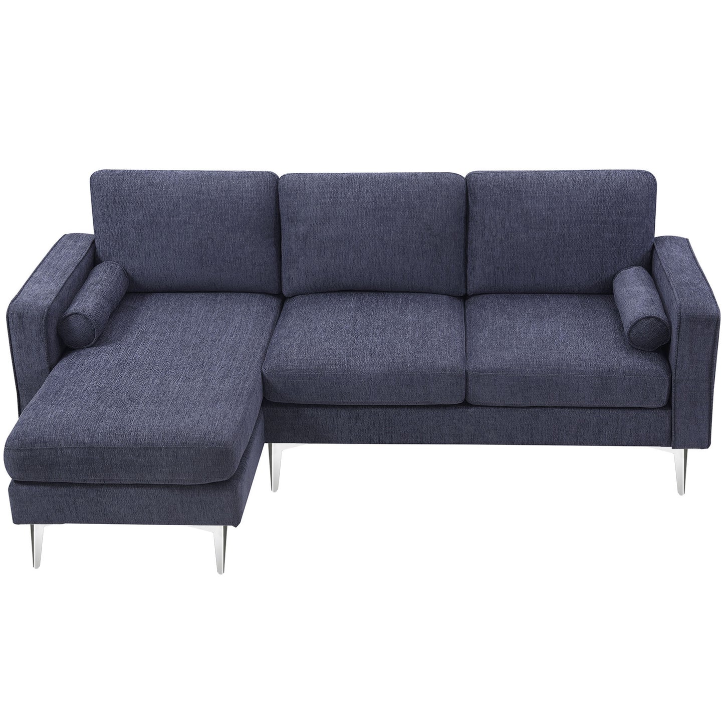 86 Modern Chenille Fabric Convertible Sectional Sofa with Reversible Chaise and 3-Seat Design