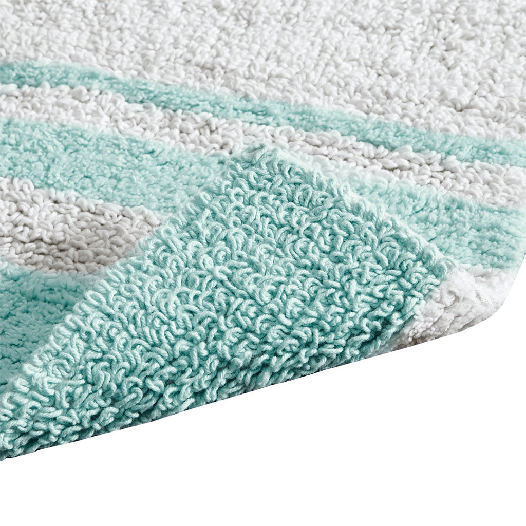 Reversible Aqua Cotton Bath Rug