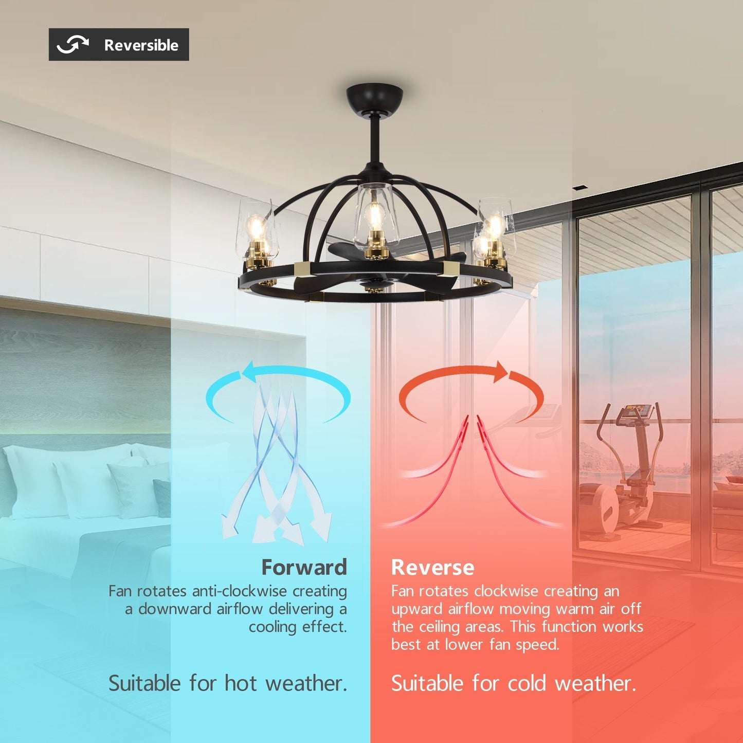 34.2-inch LED Ceiling Fan with Double Finish Frame and 24W Light Bulb