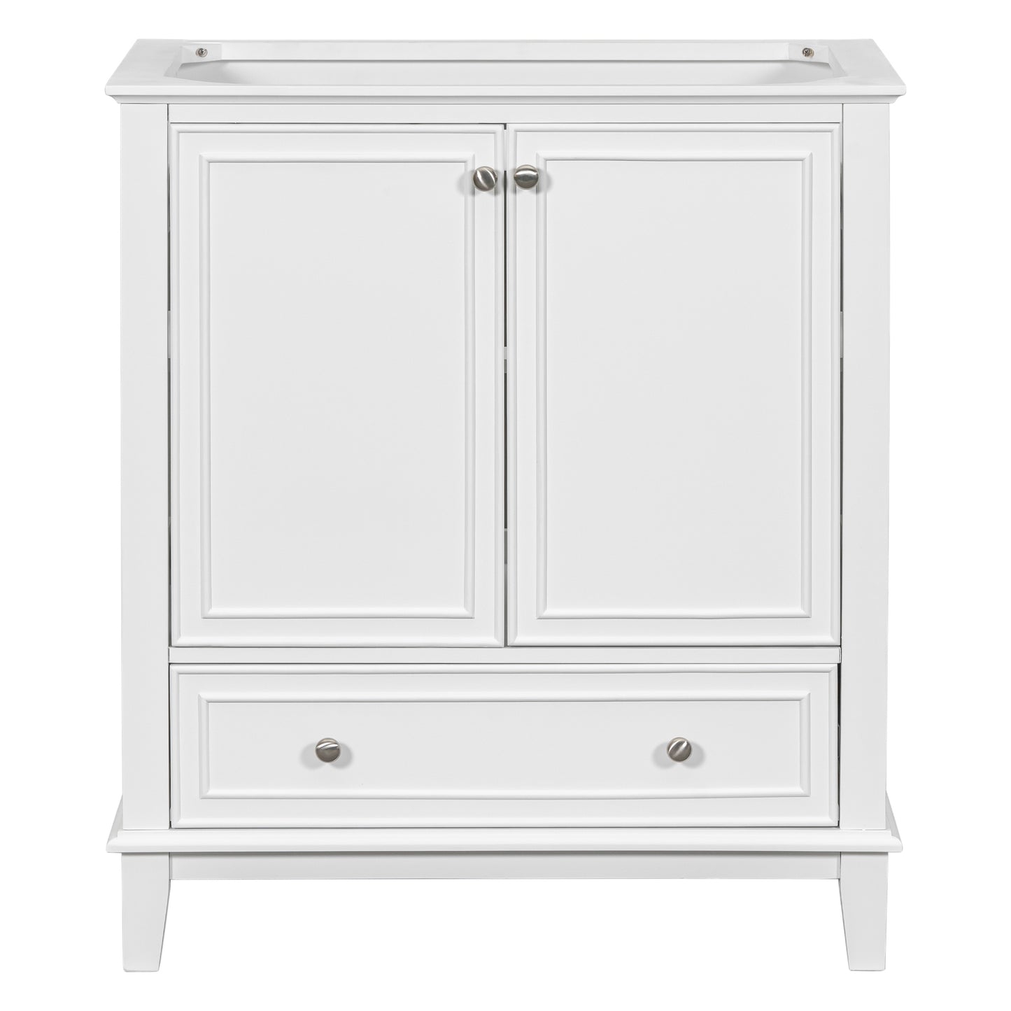 30" Bathroom Vanity without Sink, Base Only, Multi-functional Bathroom Cabinet with Doors and Drawer, Solid Frame and MDF Board, White