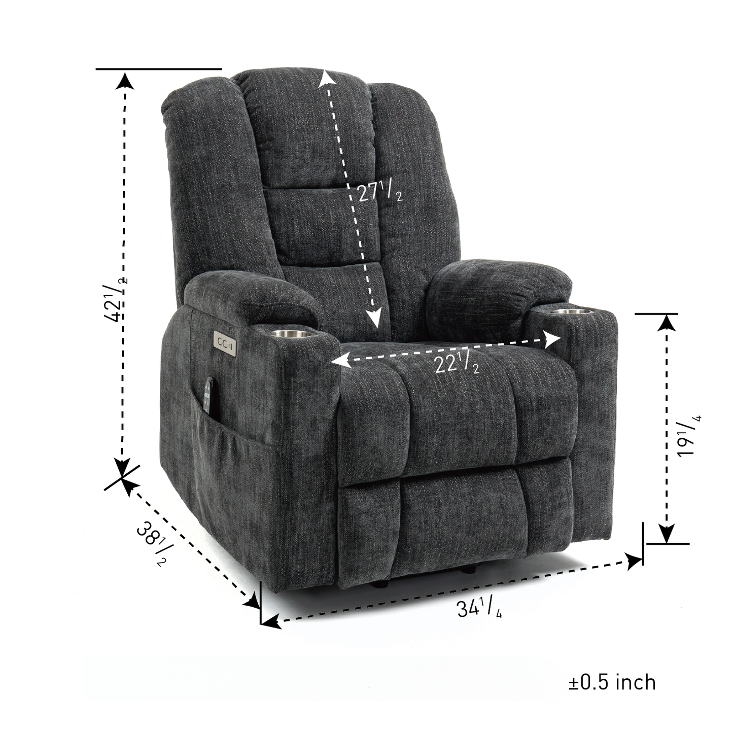 Comfortable Power Lift Recliner Chair with Massage, Heat, and USB Ports