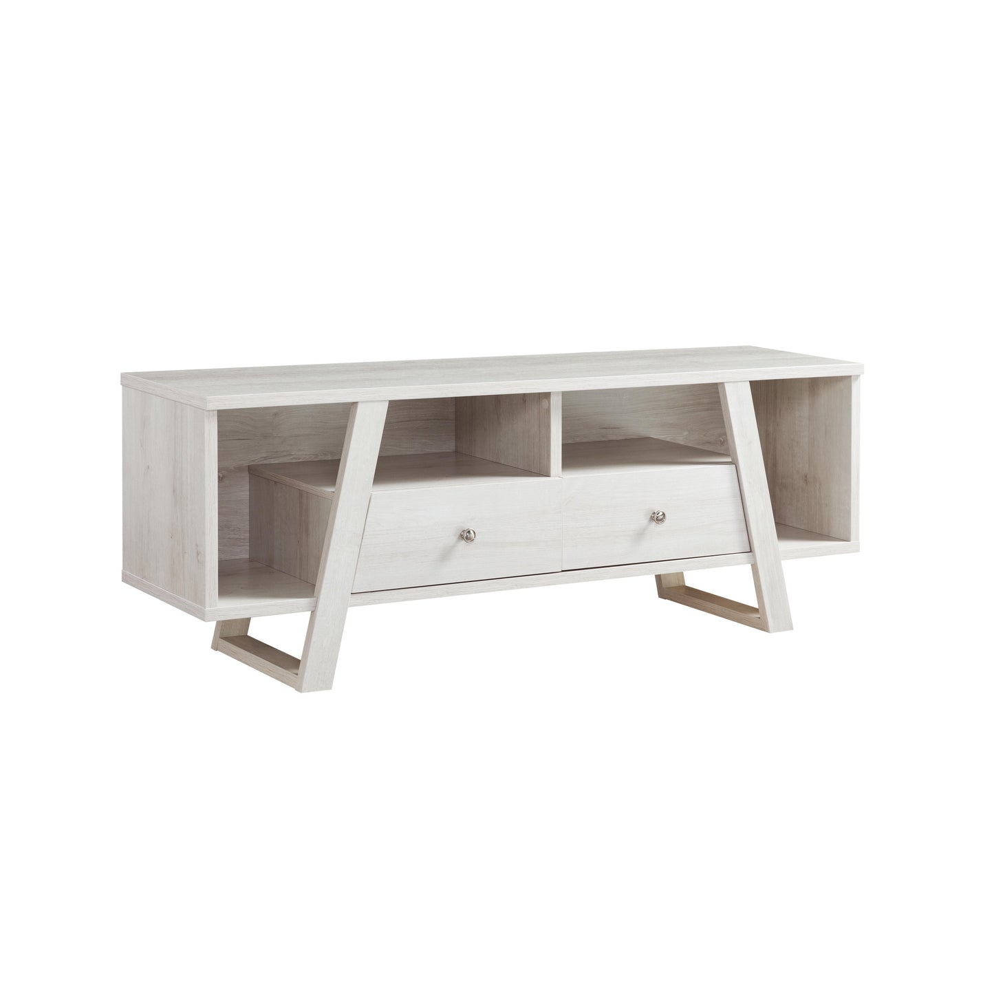 Chic White Oak TV Console with Storage Options