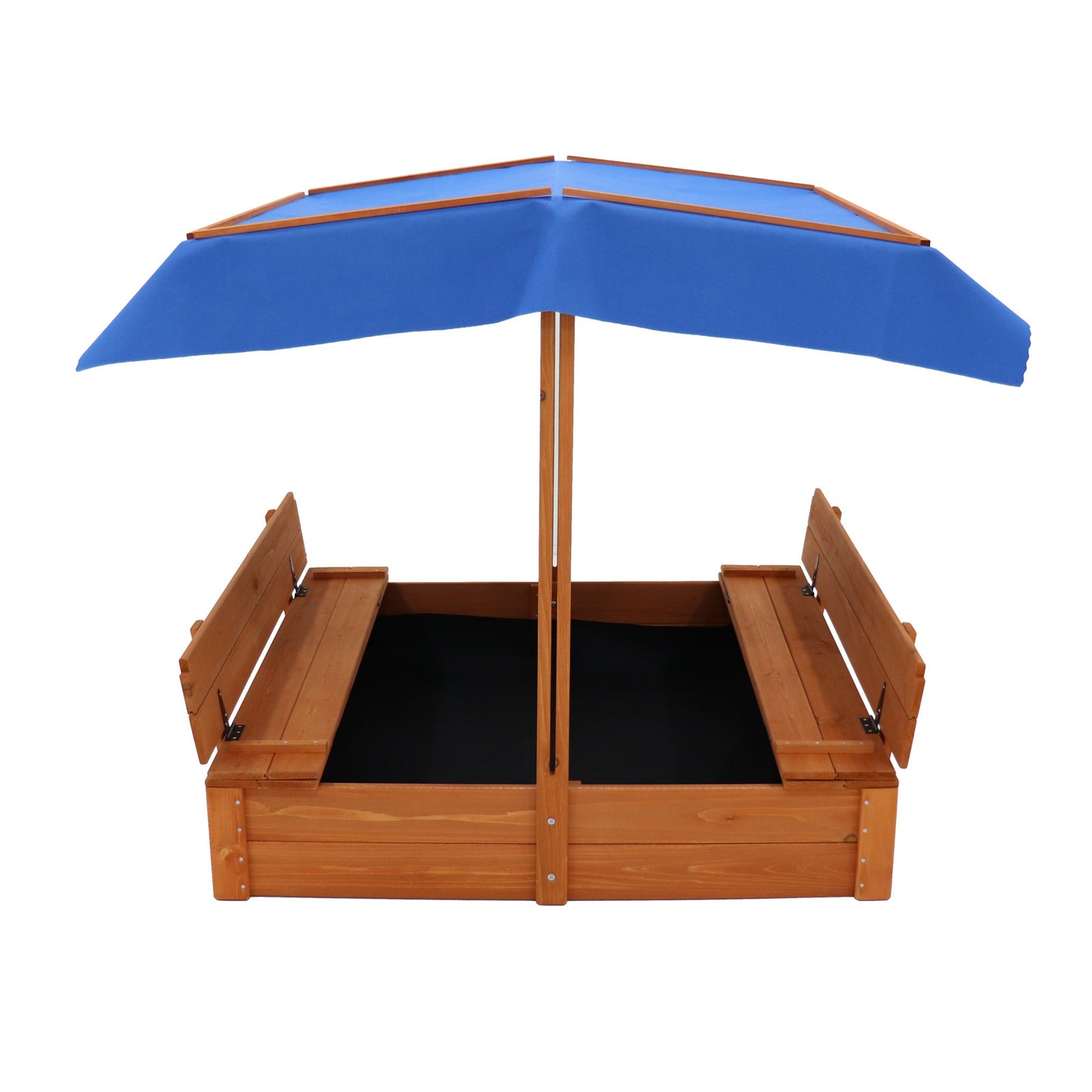 Wooden Sandbox with Adjustable Canopy and Bench Seats for Children 3-8 Years Old