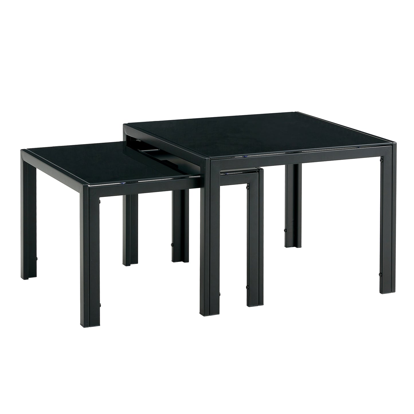 Black Nesting Coffee Table Set with Tempered Glass Finish for Modern Living Rooms