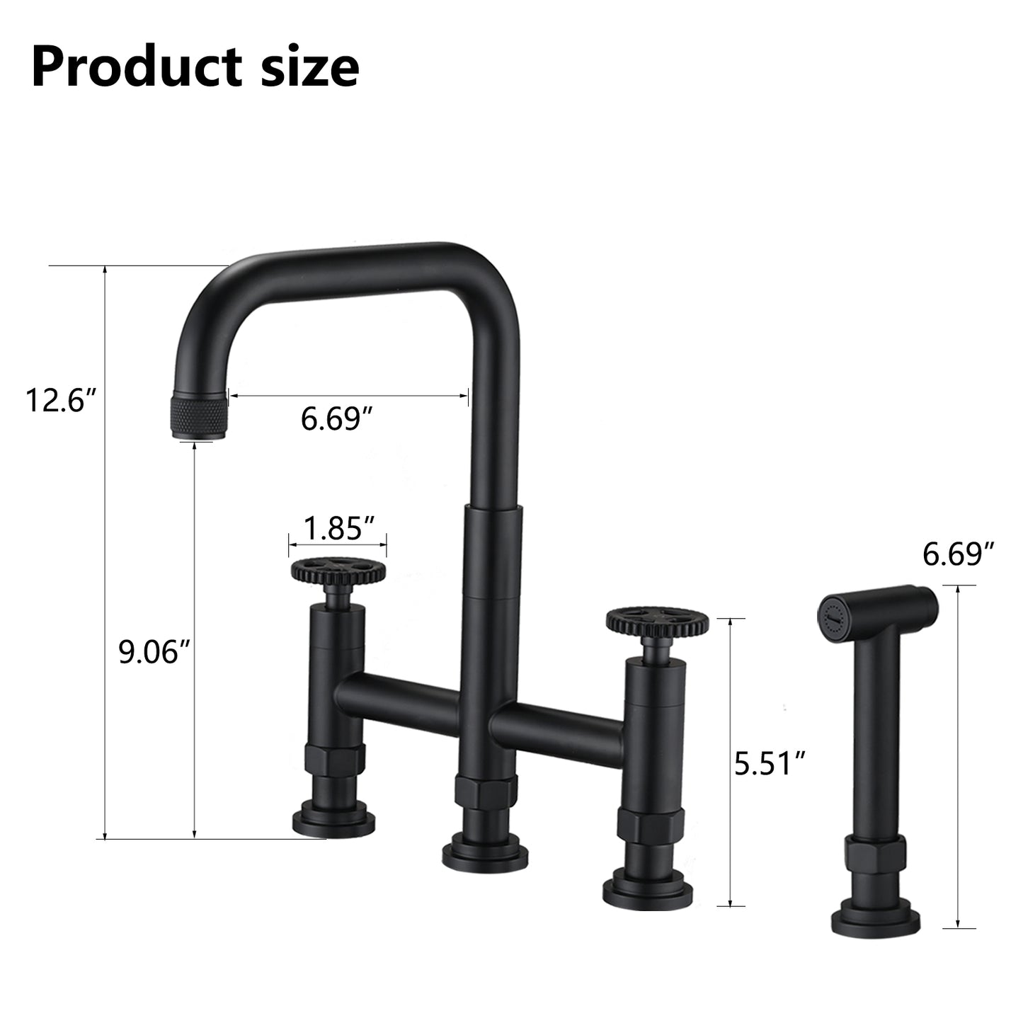 Double Handle Bridge Kitchen Faucet with Side Spray