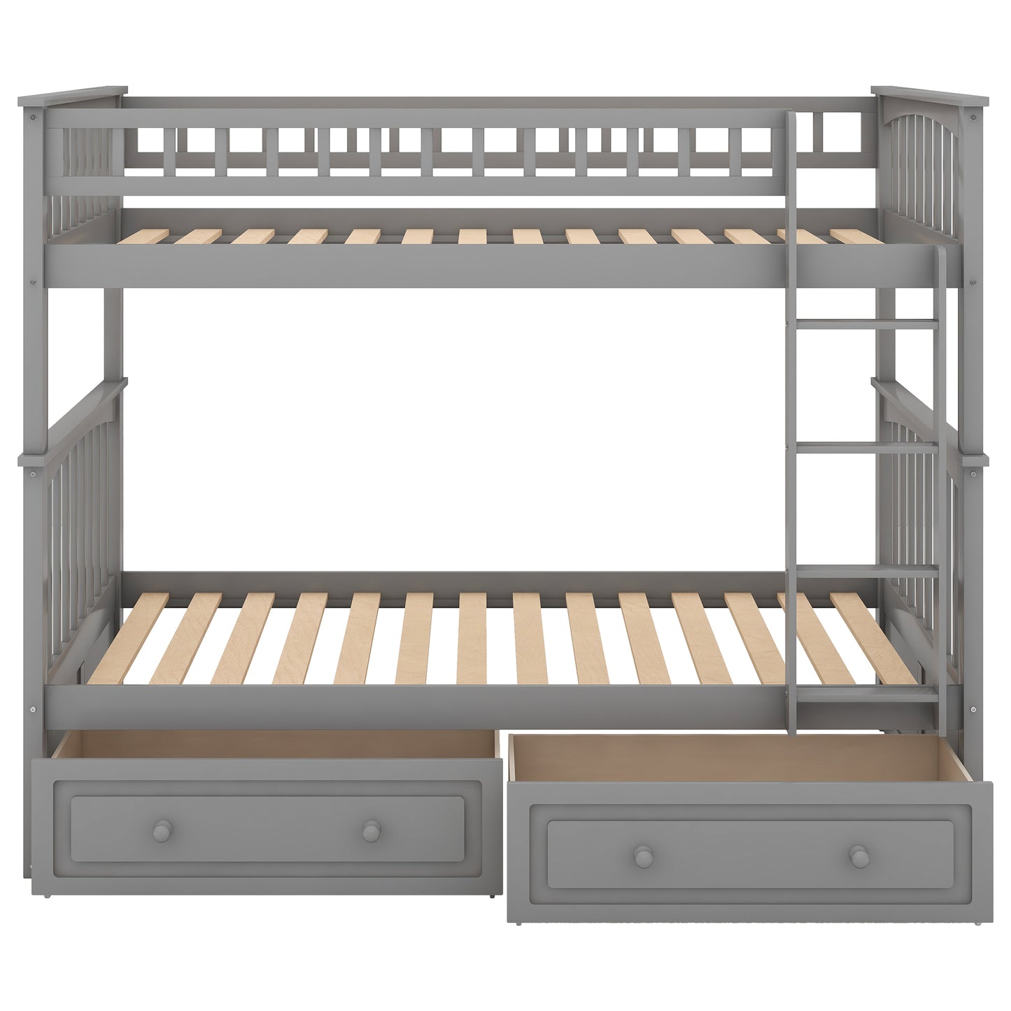 Convertible Gray Twin Bunk Bed with Storage Drawers