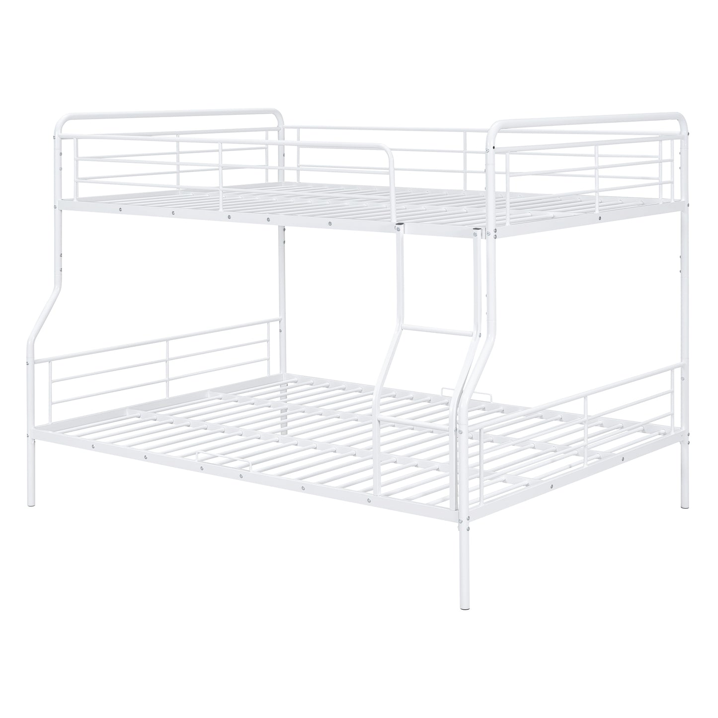 Contemporary White Metal Full XL Over Queen Bunk Bed