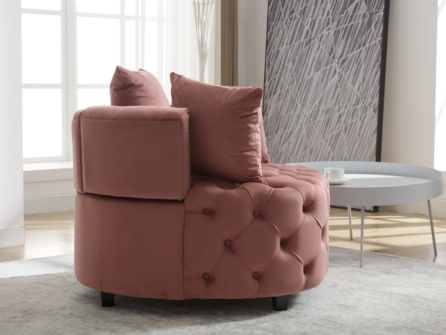 A&A Furniture,Accent Chair / Classical Barrel Chair for living room / Modern Leisure Sofa Chair (Pink)