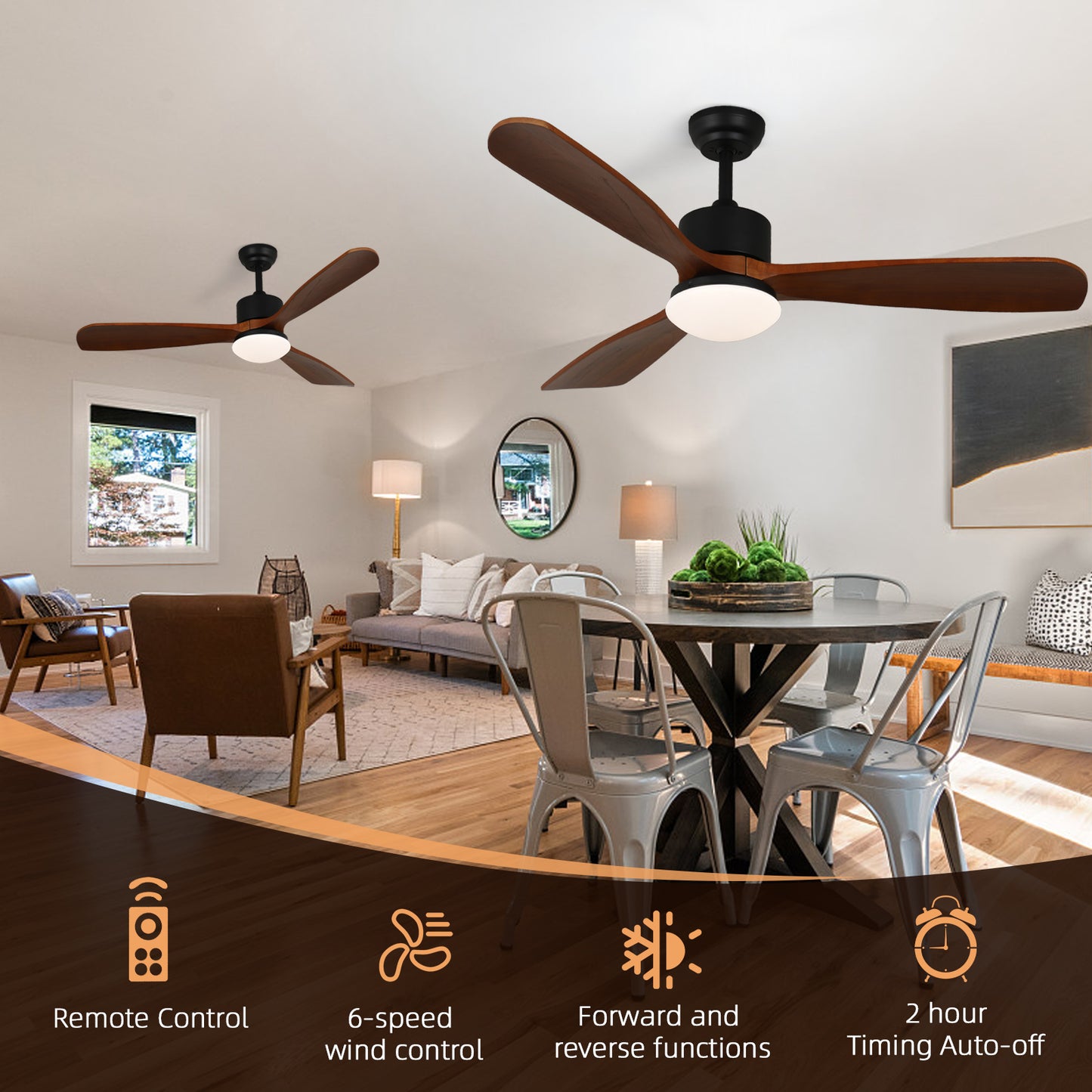 52 Wood Finish Ceiling Fan Light Kit