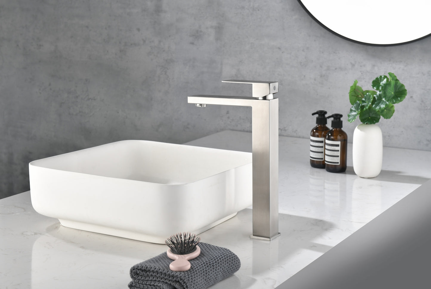 Modern White Waterfall Spout Bathroom Faucet with Single Handle