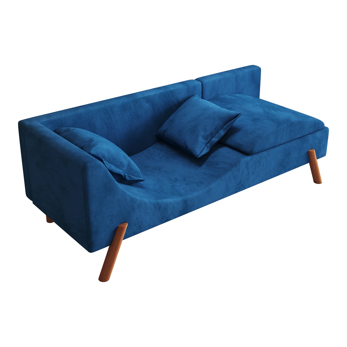 Cut-and-fill chaise longue, convertible multifunctional loveseat sofa blue