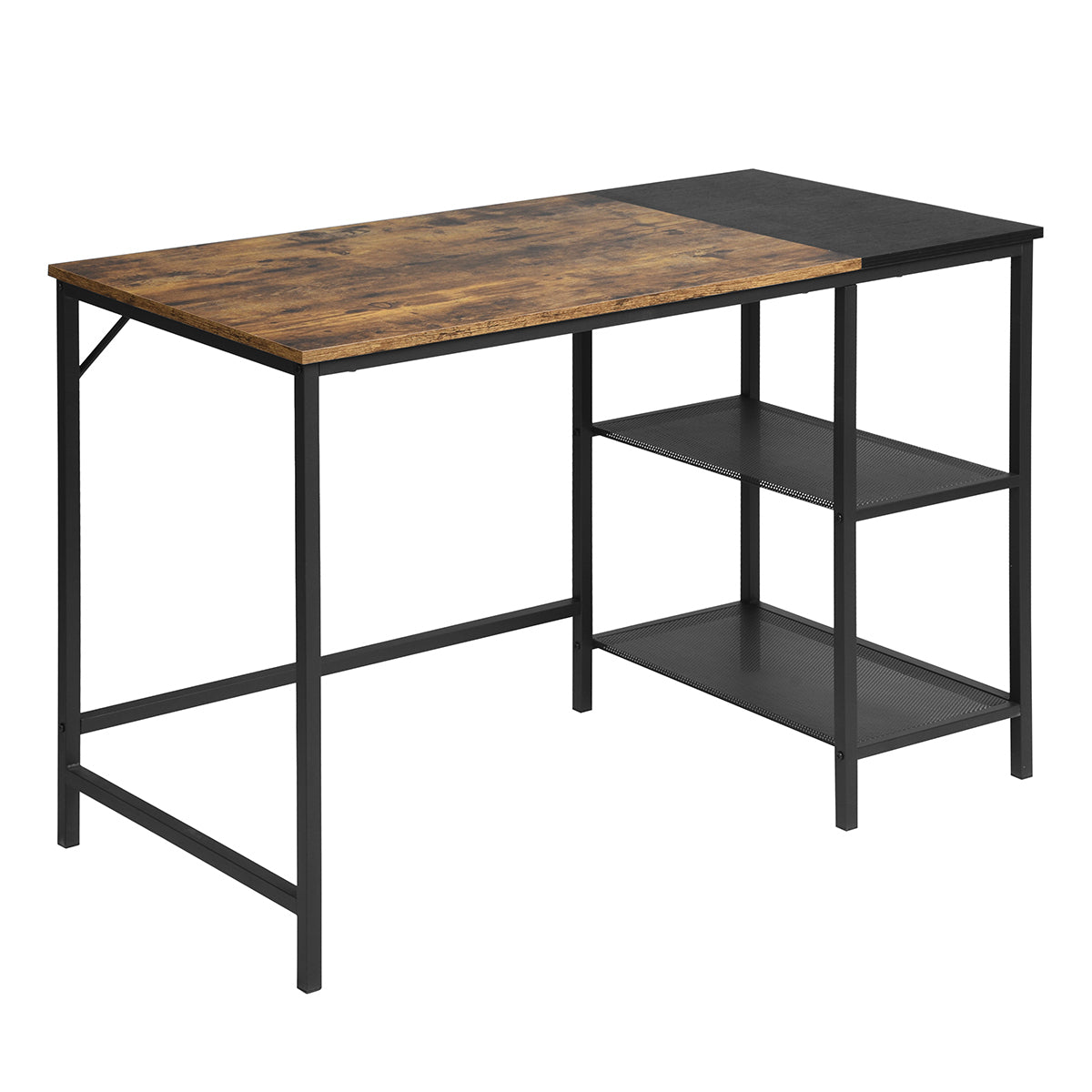 Retro-Modern Writing Desk with Storage Shelves for Stylish Home Office