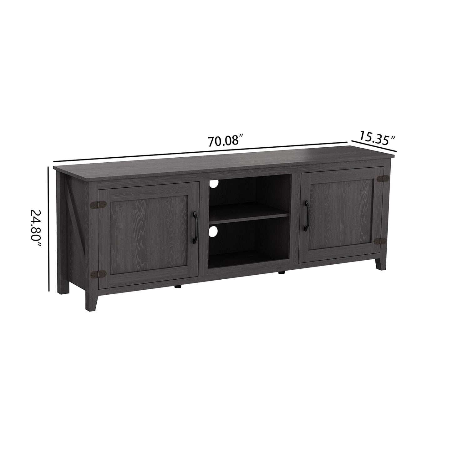 Traditional Black TV Stand with Spacious Storage and Durable Design