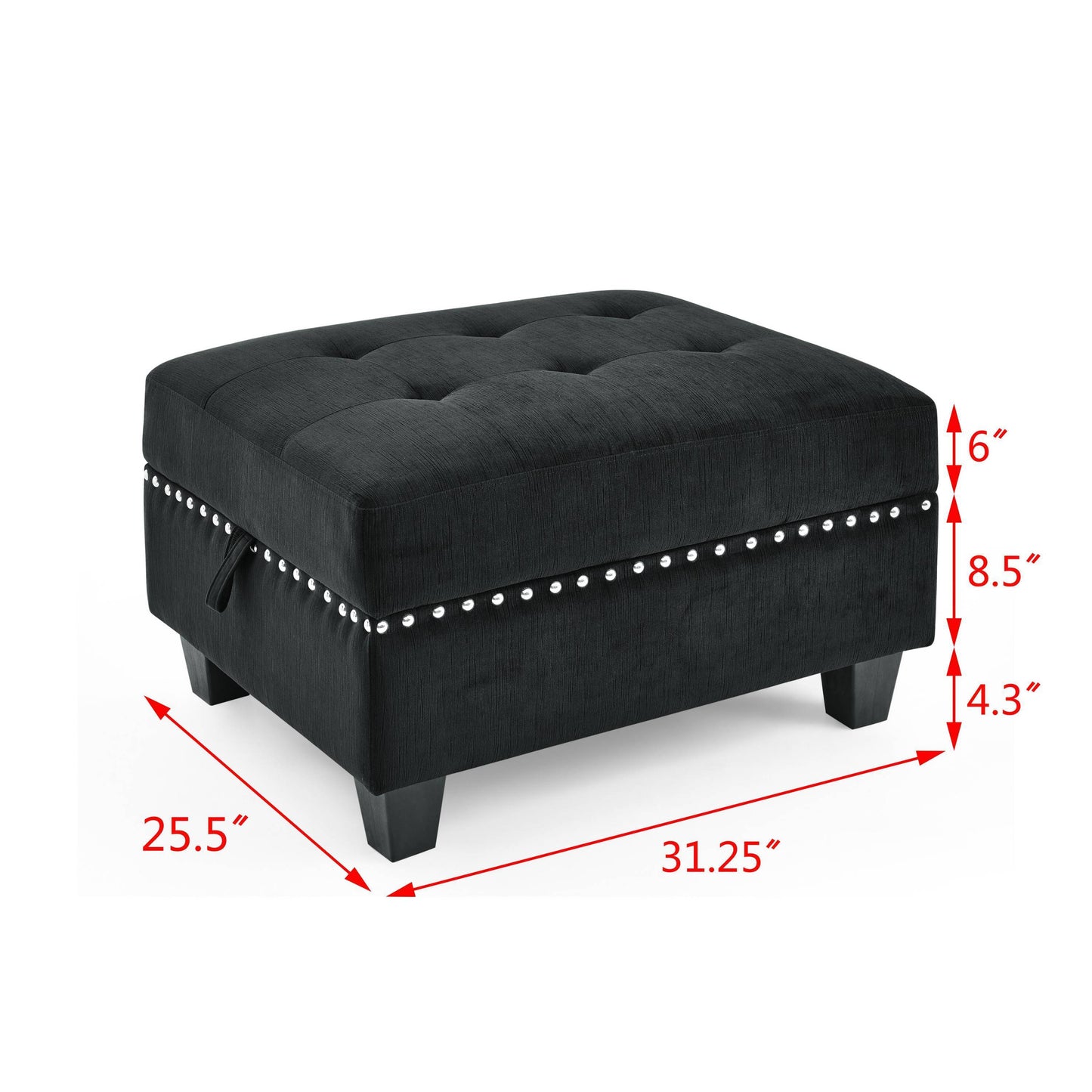 U Shaped Black Velvet Modular Sectional Sofa with DIY Combination