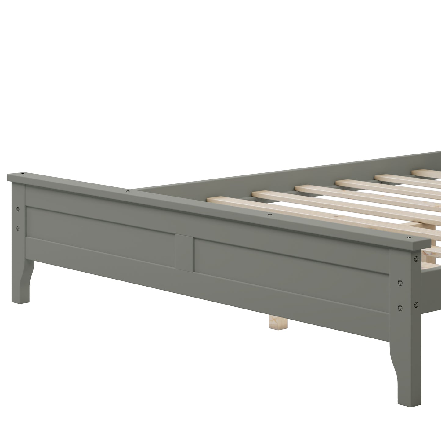 Modern Gray Solid Wood Full Platform Bed