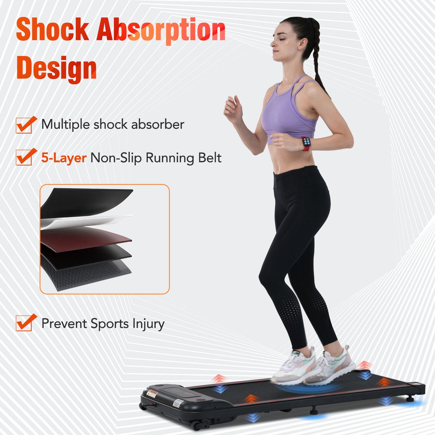 NEW Walking Pad Under Desk Treadmill for Home Office -2.5HP Walking Treadmill With Incline Bluetooth Speaker 0.5-4MPH 265LBS Capacity Treadmill for Walking Running - Wristband Remote