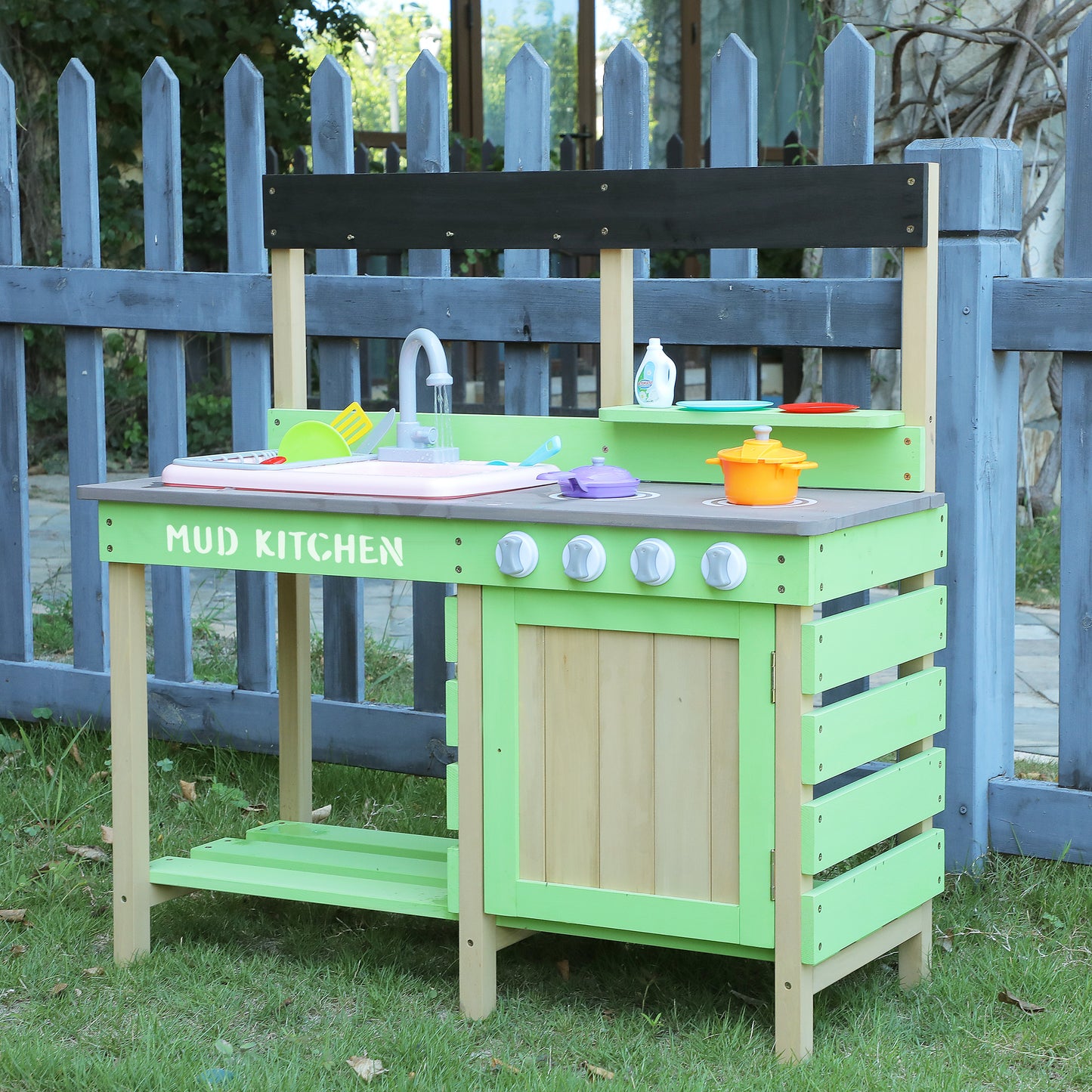 Wooden Pretend Mud Kitchen Playset for Toddlers