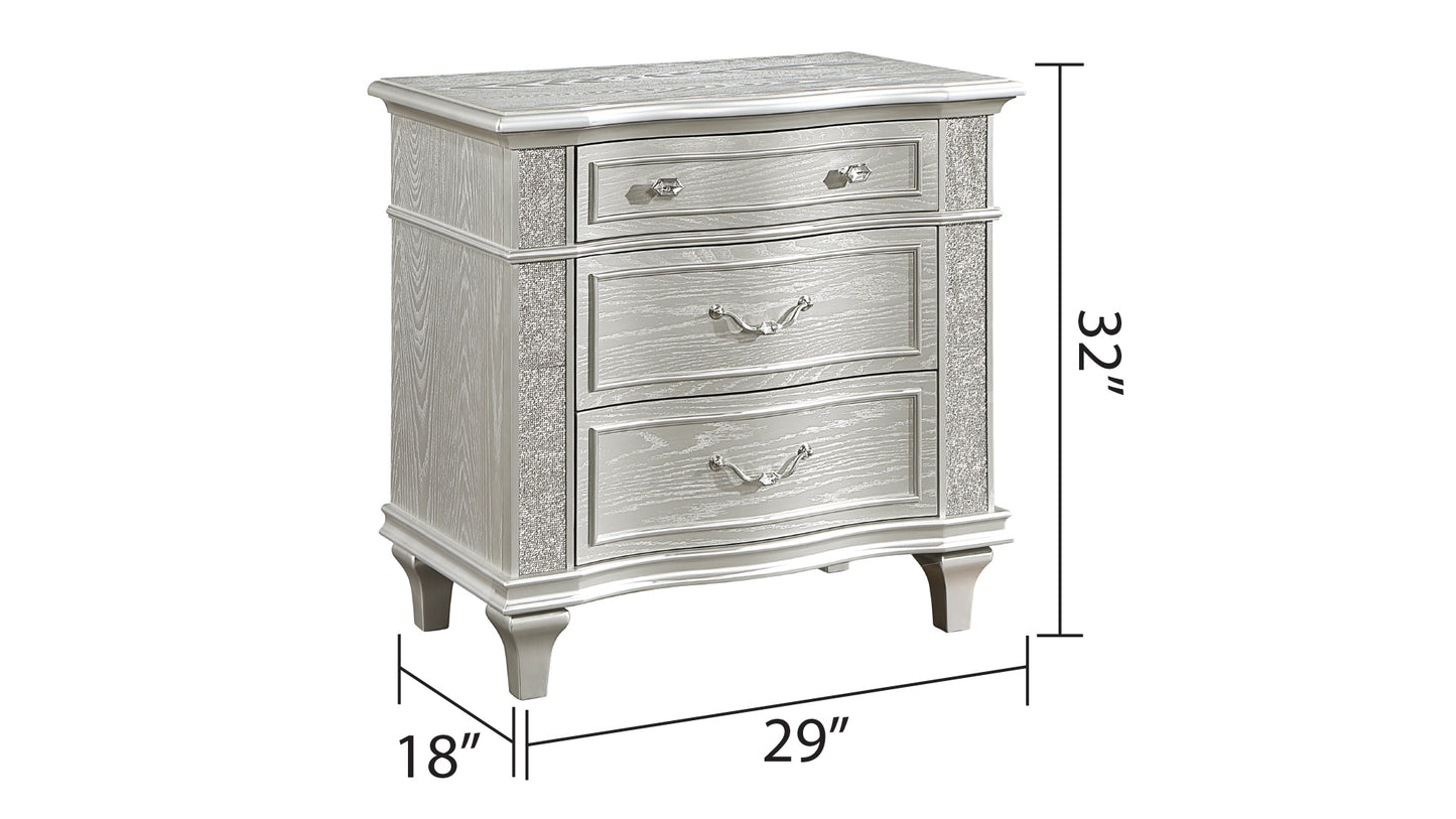 Paris Nightstand Made with Wood in Metallic Gray