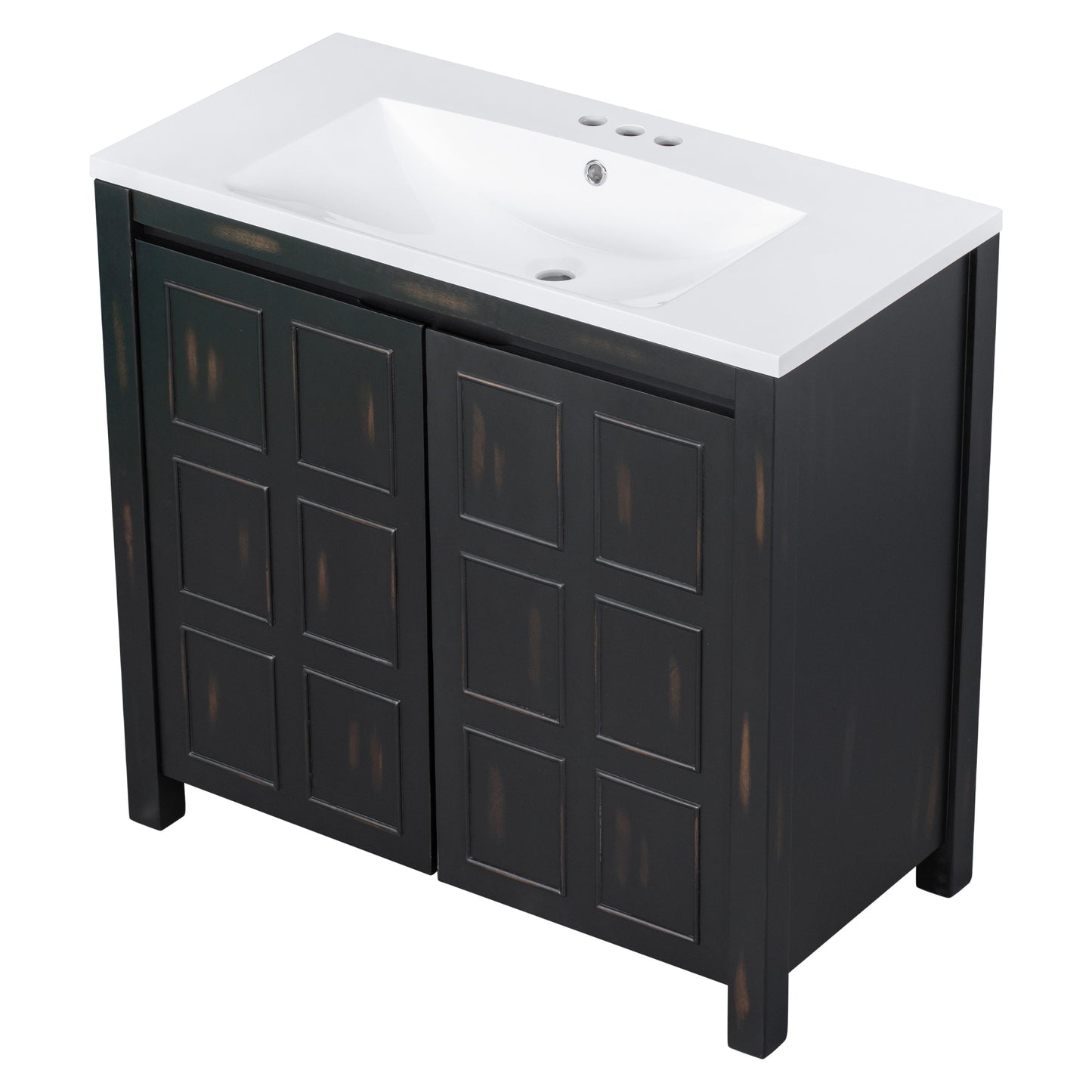 36" Bathroom Vanity Organizer with Sink, Combo Cabinet Set, Bathroom Storage Cabinet, Retro Espresso(the same with SV000004AAE)