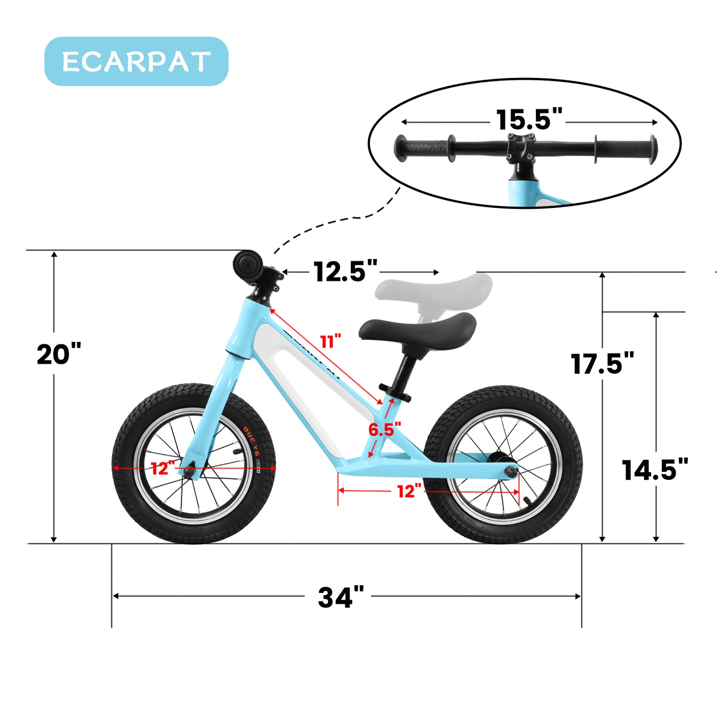 Adjustable Balance Bike for Toddlers, Lightweight Sport Training Bicycle