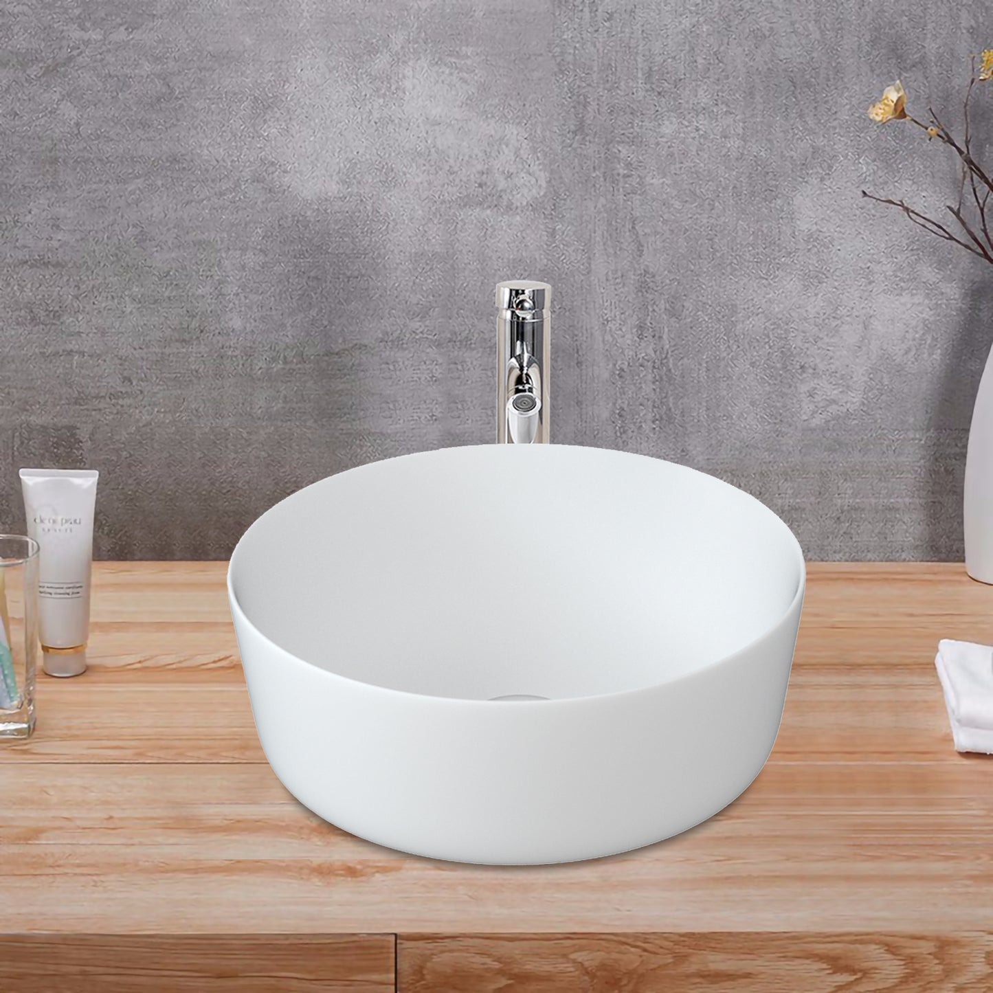 Vessel Bathroom Sink Basin in White Ceramic