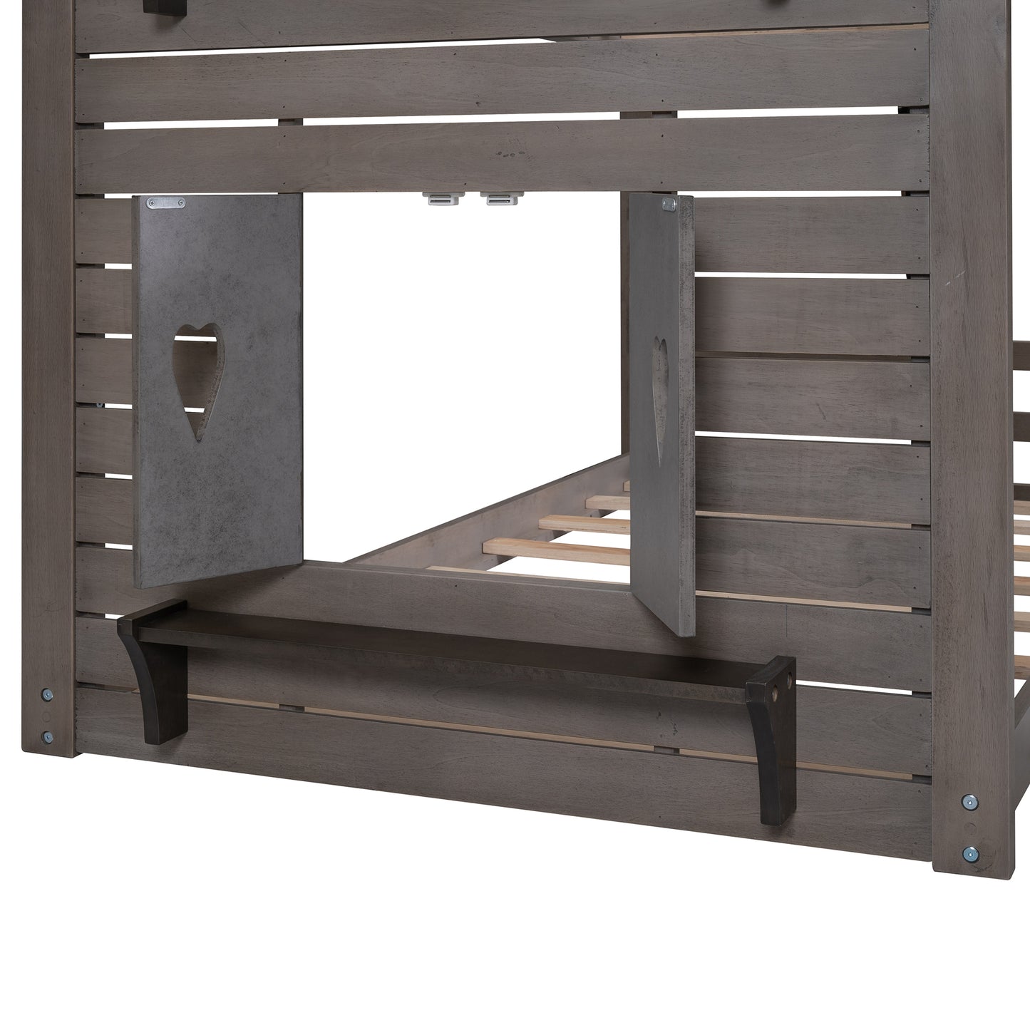 Roof and Window Twin Bunk Bed in Antique Gray Graphite