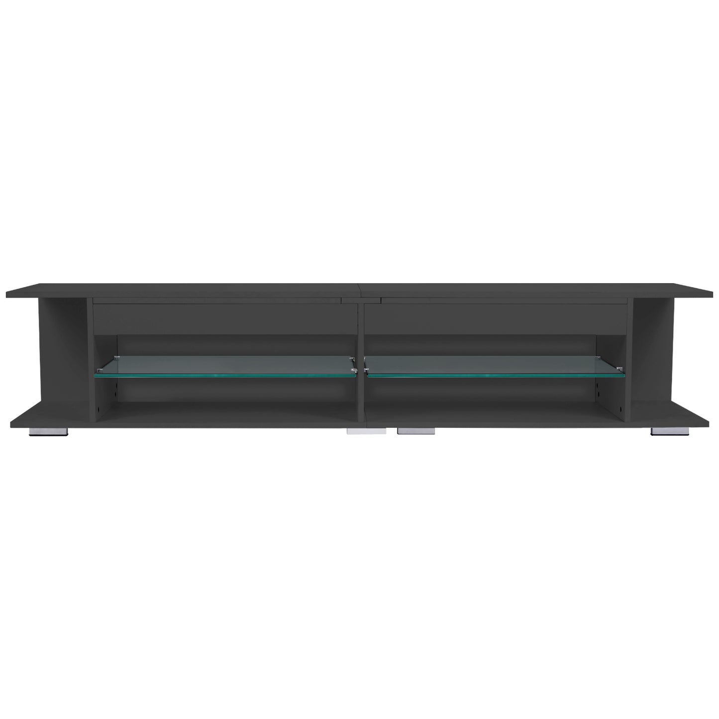 Modern High Gloss LED TV Stand with RGB Remote Control and Storage System