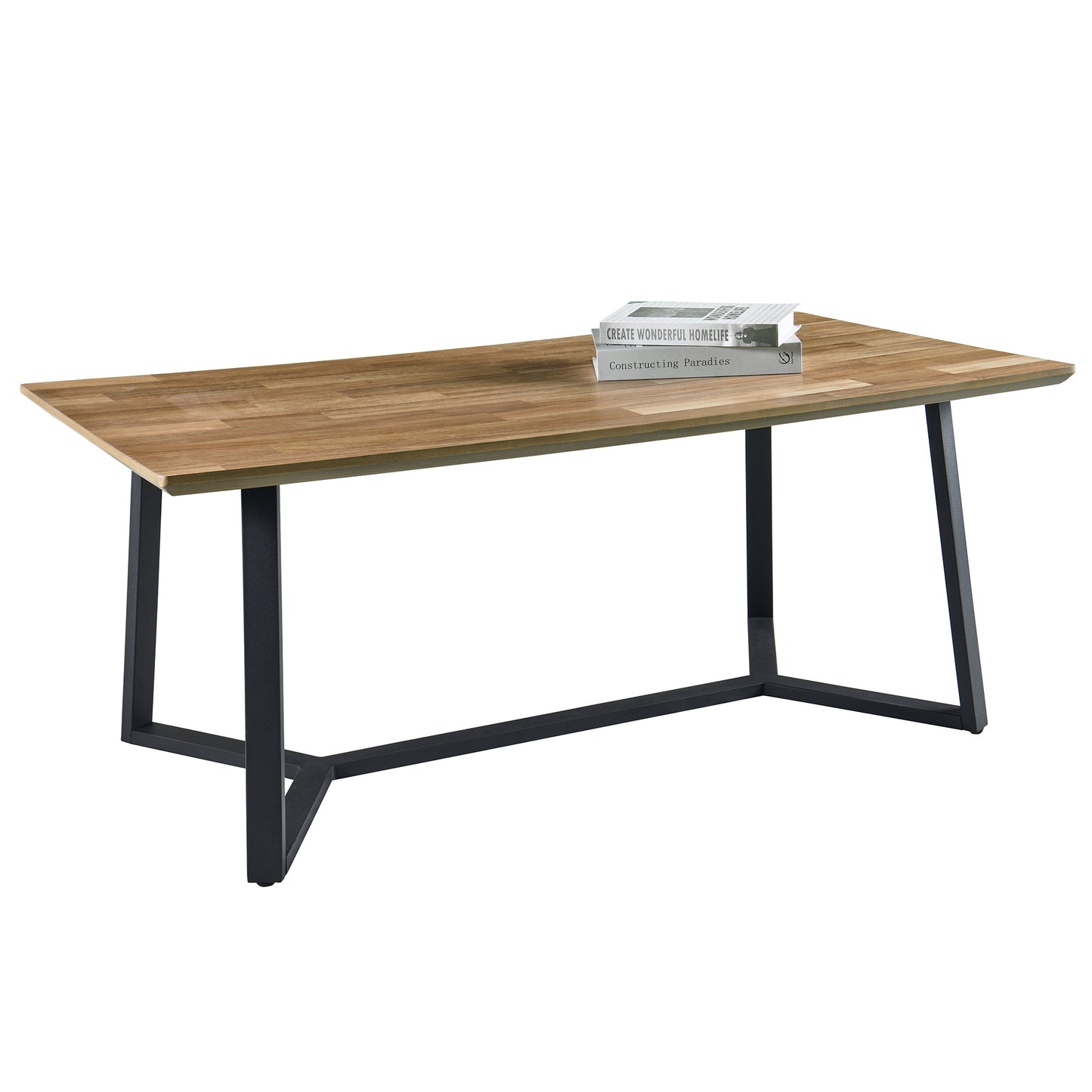 Contemporary Metal and Wood Coffee Table for Living Space
