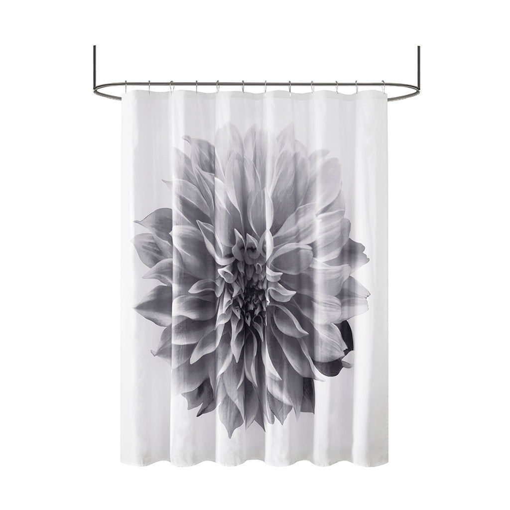 Elegant Floral Cotton Shower Curtain with Photo Realistic Design