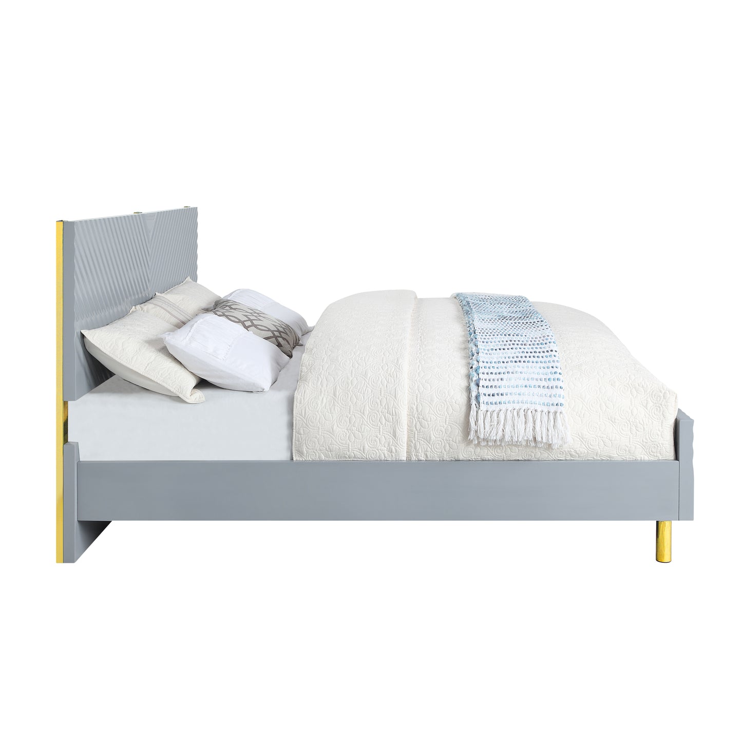 Gaines Queen Bed, Gray High Gloss Finish BD01040Q