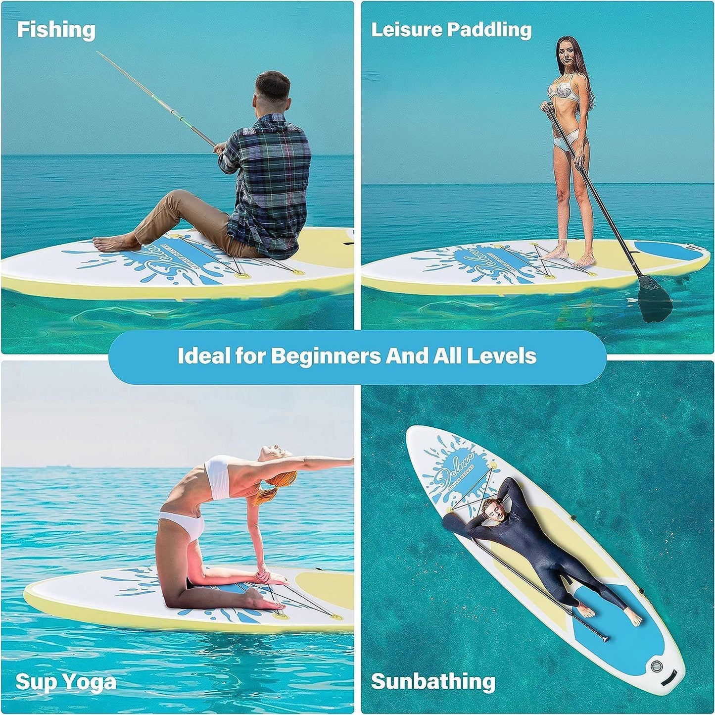 Inflatable Stand Up Paddle Board – Simple Deluxe Premium SUP for All Skill Levels, Pink Paddle Boards for Adults & Youth, Blow Up Stand-Up Paddleboards with Accessories & Backpack, Surf Control