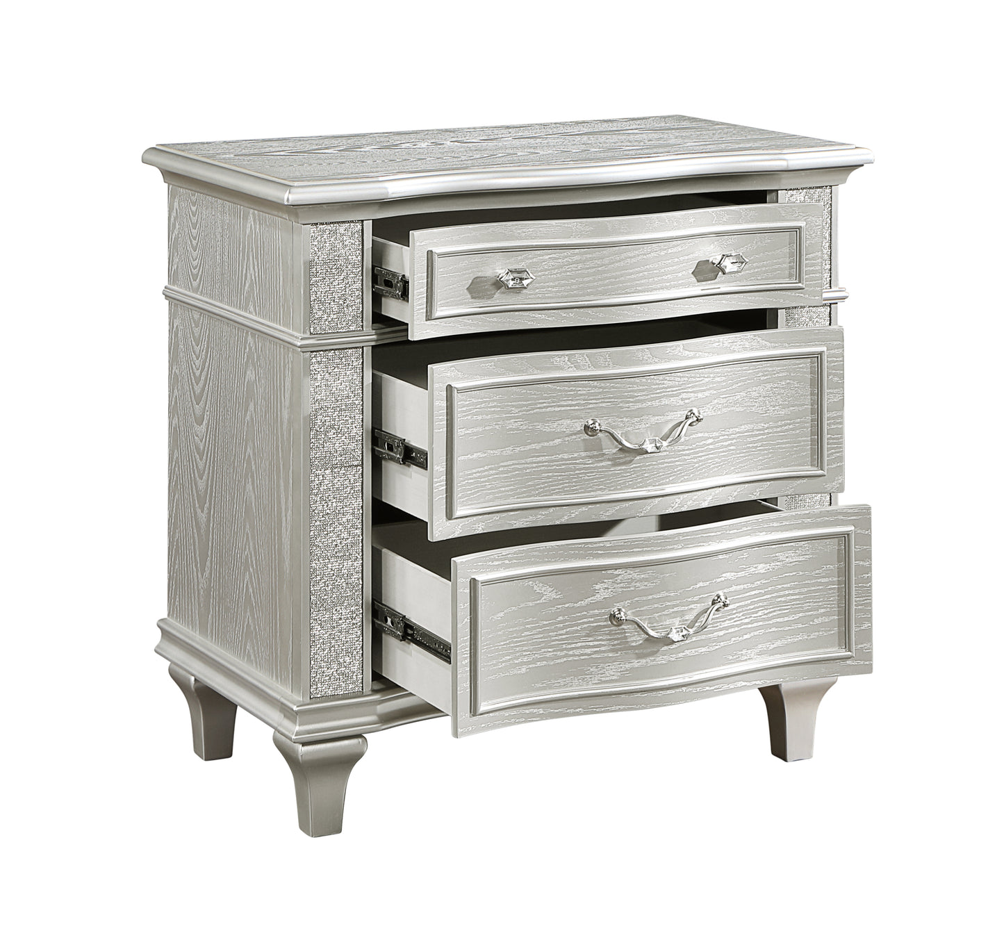 Paris Nightstand Made with Wood in Metallic Gray