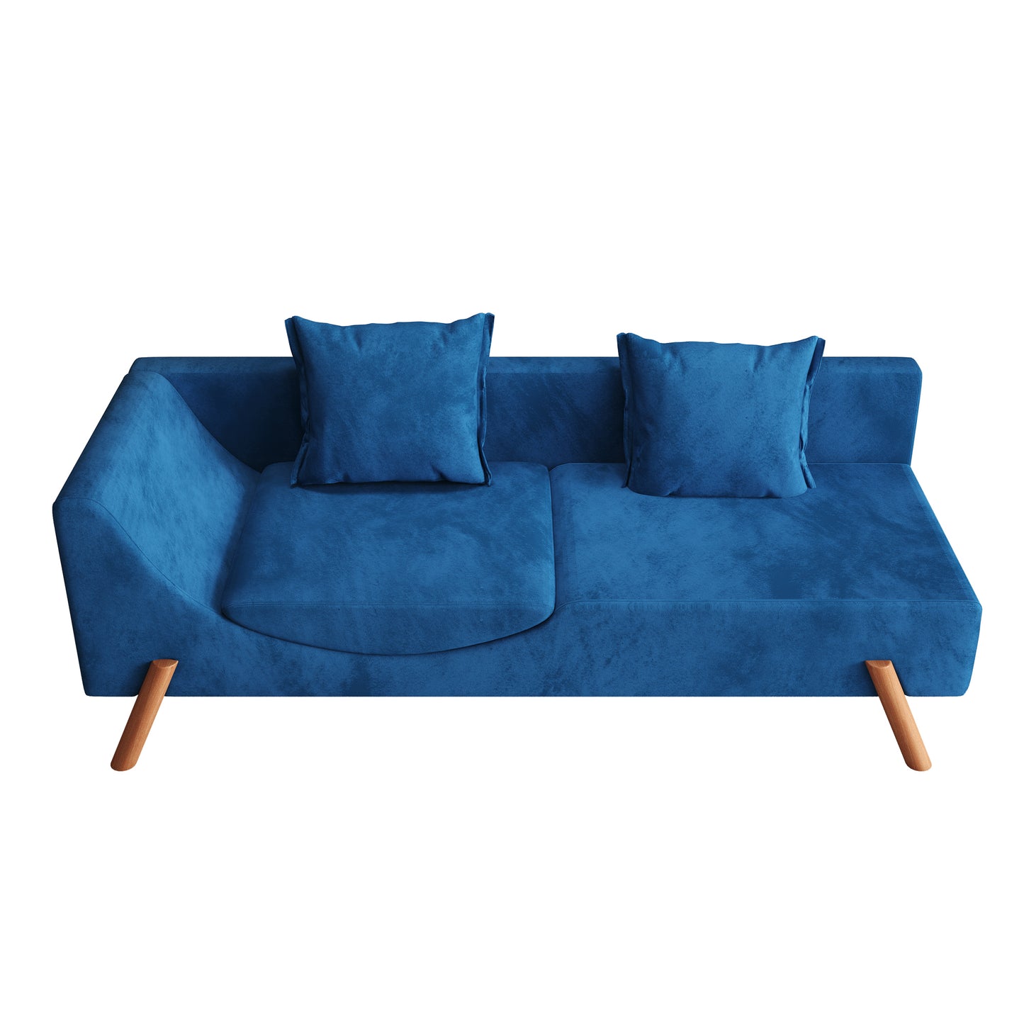 Cut-and-fill chaise longue, convertible multifunctional loveseat sofa blue