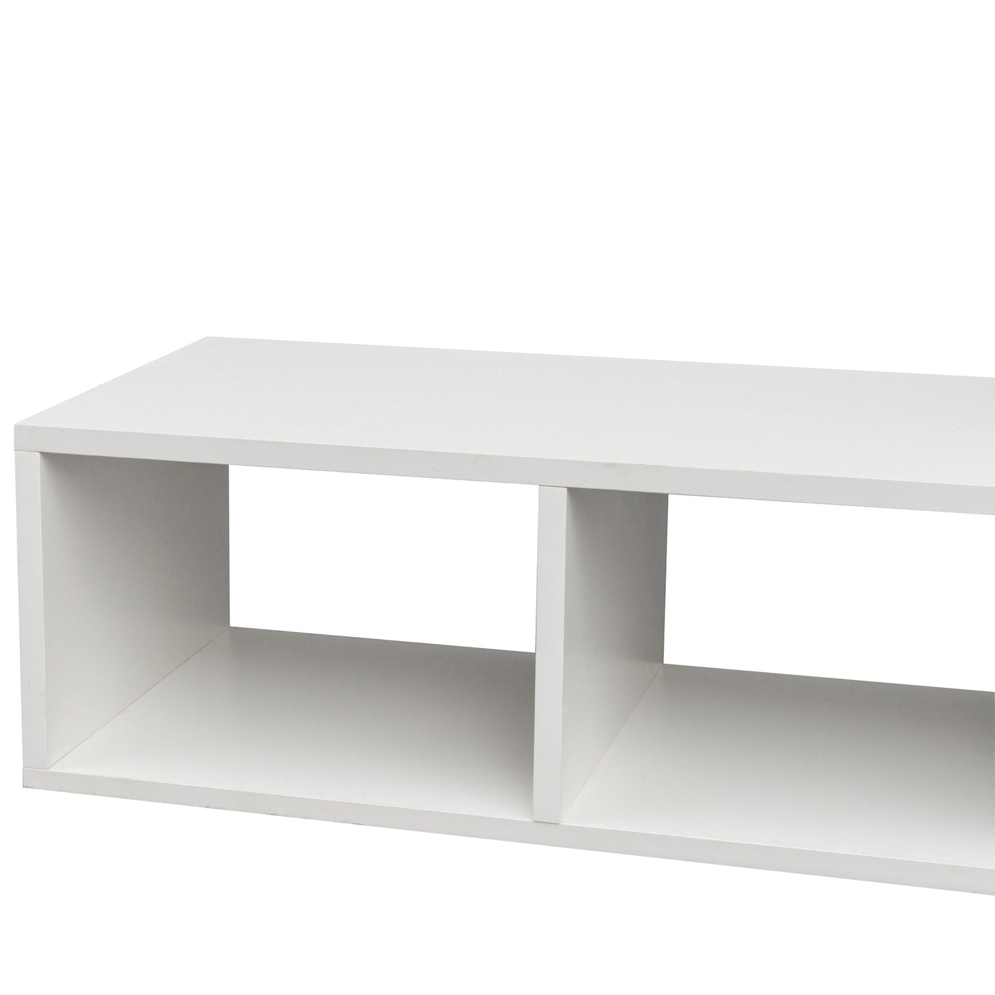 Versatile White TV Stand with Display Shelves and Bookcase