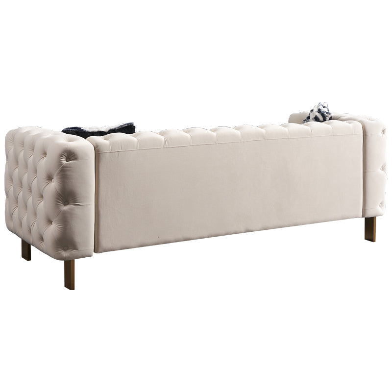 Chesterfield Modern Tufted Velvet Living Room Sofa, 84.25''W Couch,Cream